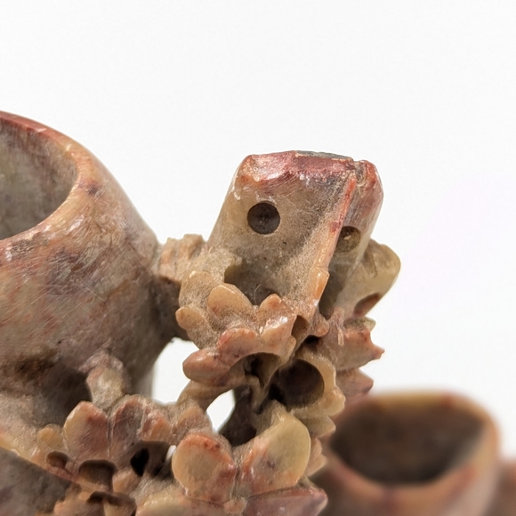 Vintage Chinese Pink Tan Soapstone Double Vase - Picture 6 of 13